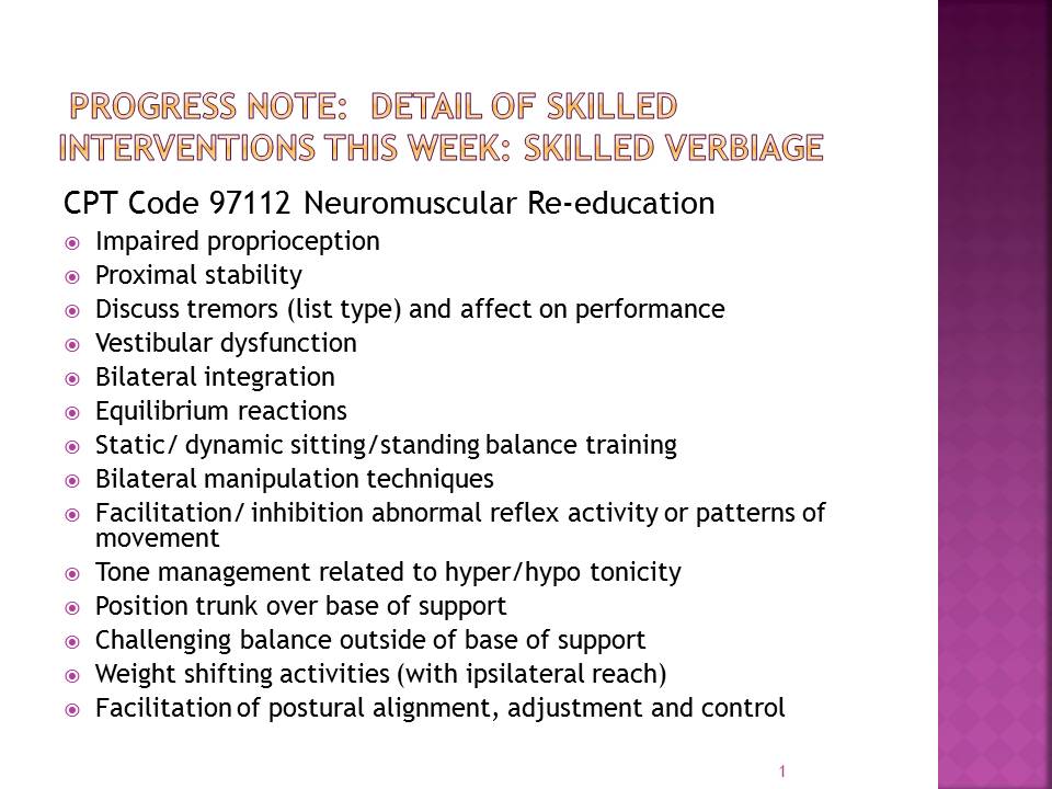 neuro re education documentation occupational therapy