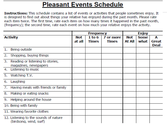 Screen shot of the Pleasant Events Schedule