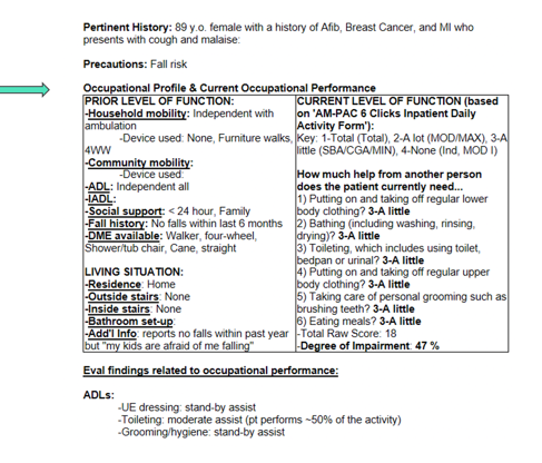 Example of an occupational profile