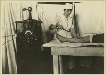 Image of a early professional using electrical stimulation