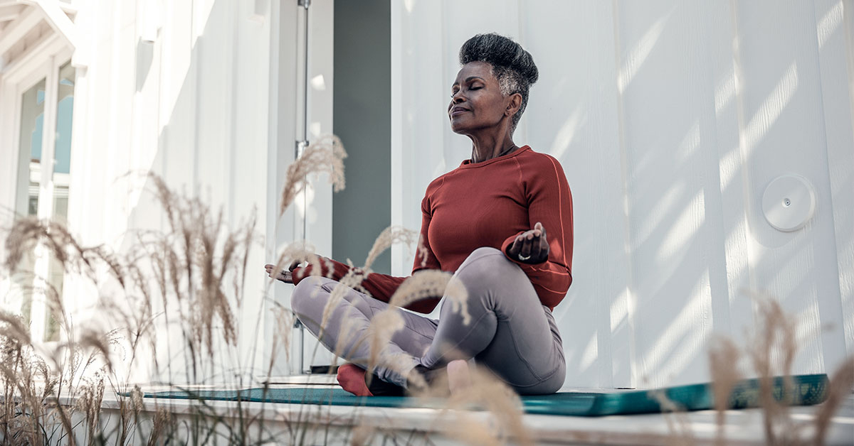 A woman meditating